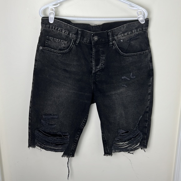 Denim Straight Fit Distressed Jeans Shorts Size 32 - Picture 5 of 10